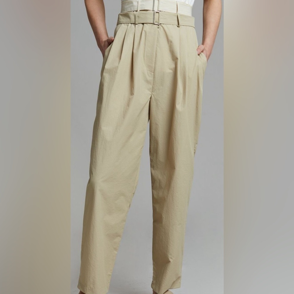 Legato gemma double belted pants sand shell high rise